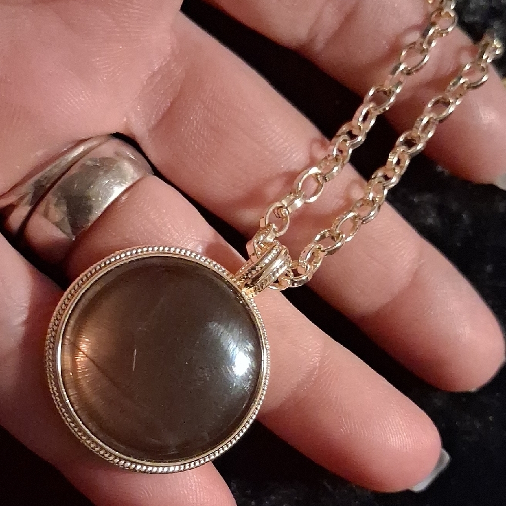 Minimalist Gold CCC Connie Craig Necklace with Circular  Amber Pendant